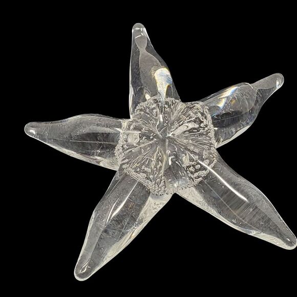 Unbranded Other - Vintage Crystal Glass Starfish Controlled‎ Bubble Figurine Paperweight 6.5"